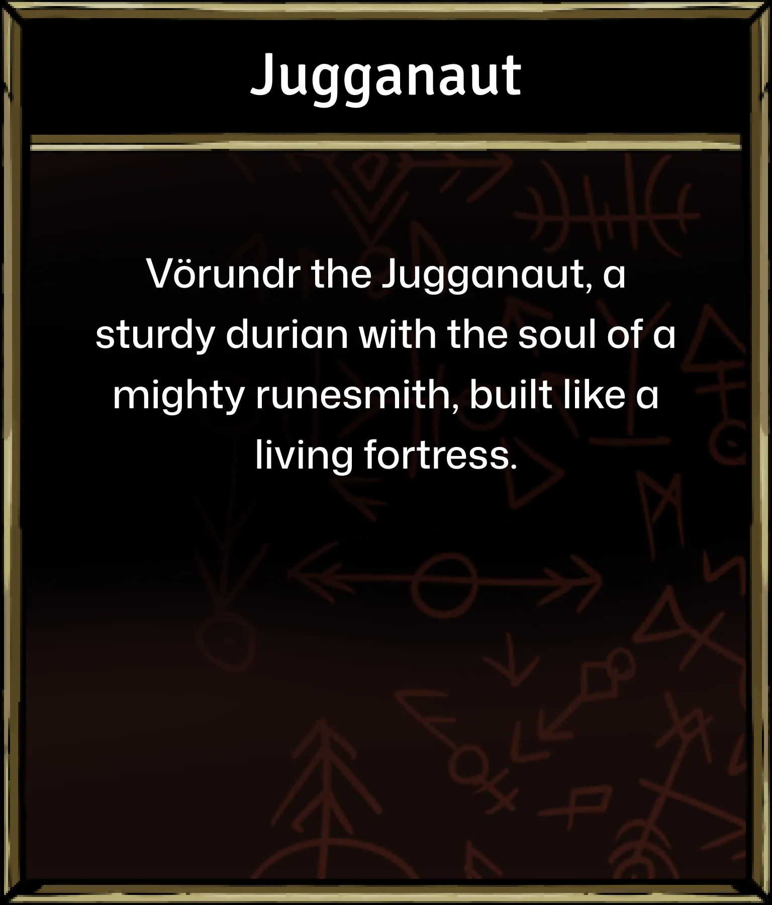 Duriano back jugganaut character card