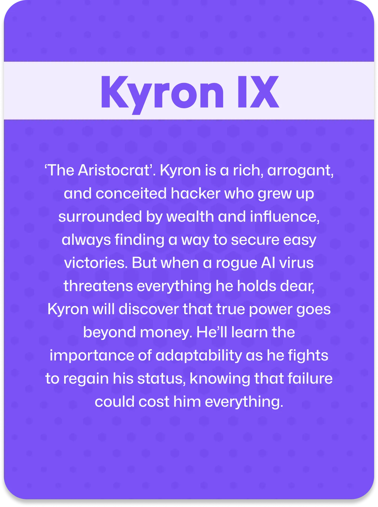 Quantum Wars back kyronix character card