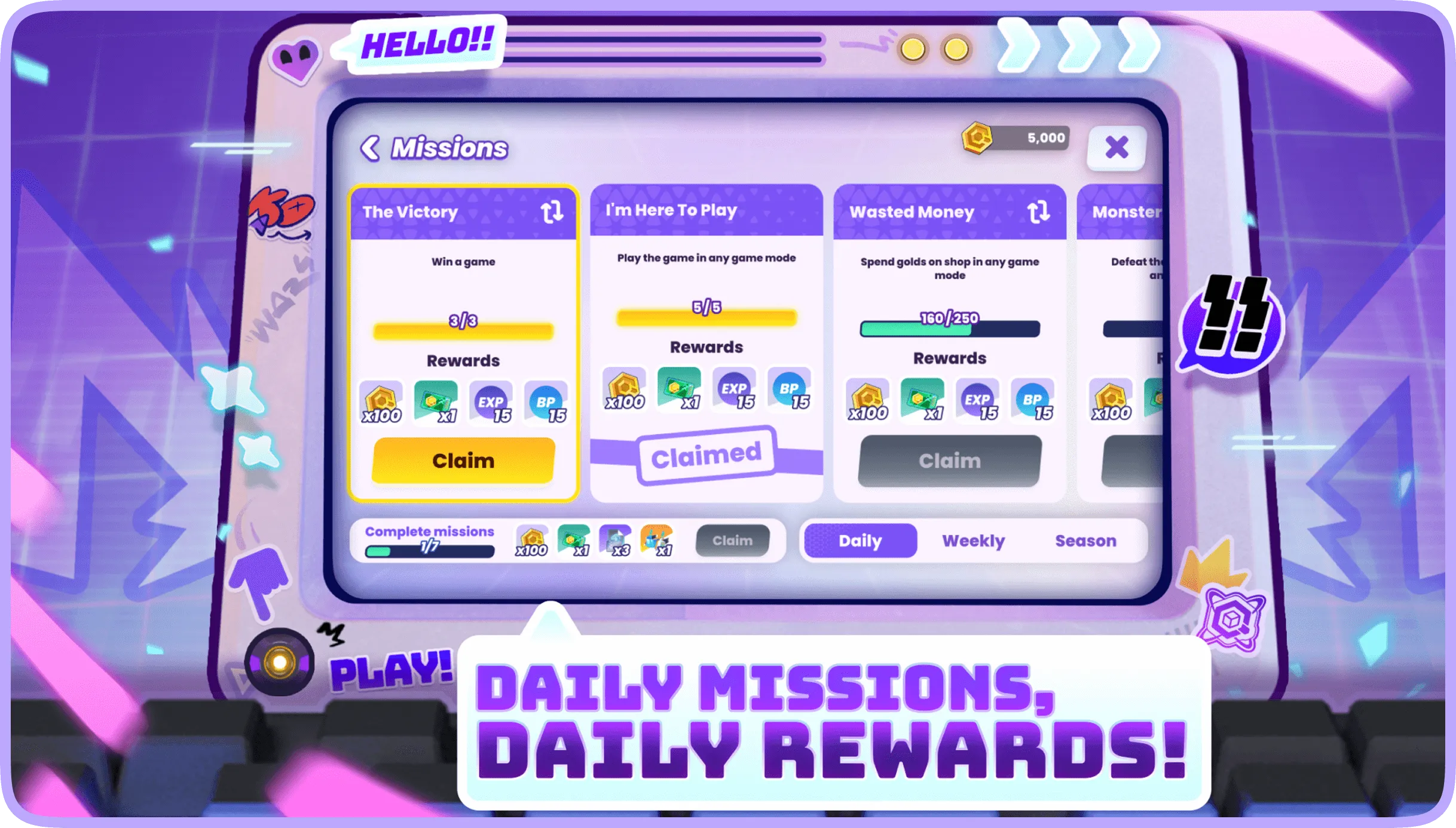 Quantum Wars daily mission daily rewards banner
