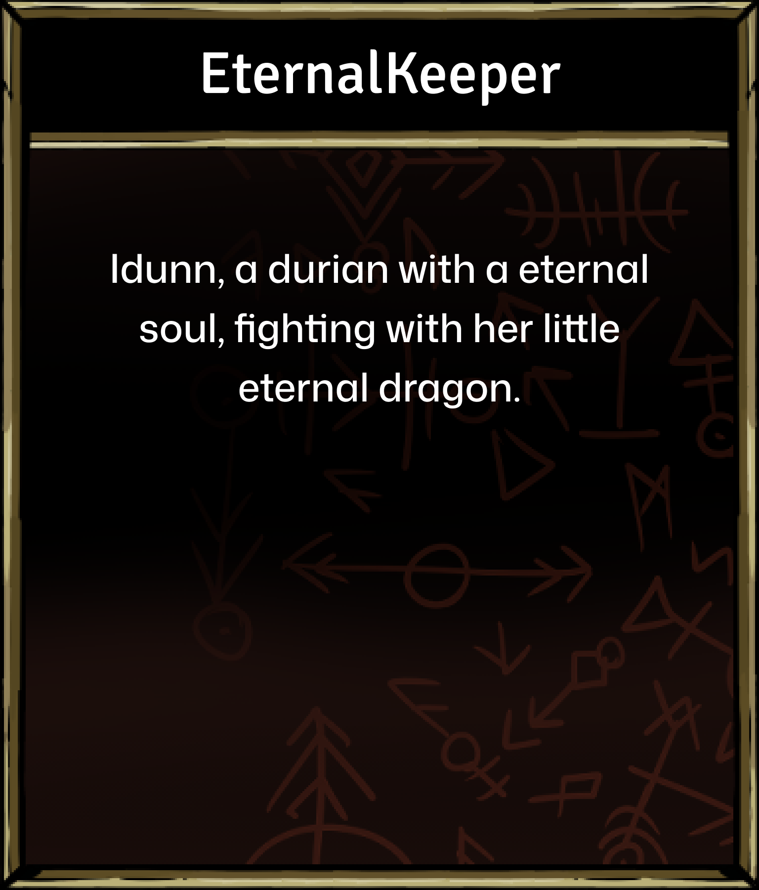 Character card back design with lore and backstory